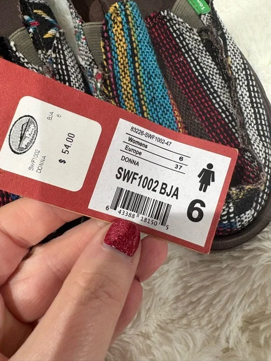 Sanuk Multicolor Striped Woven Moccasin Shoes - Picture 2 of 7